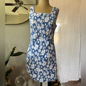 Vintage Floral Blue and White Dress Hawaiian